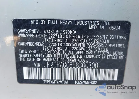 2014 Subaru Xv Crosstrek 2.0I Limited from USA, damaged, VIN JF2GPAGC6E8300300